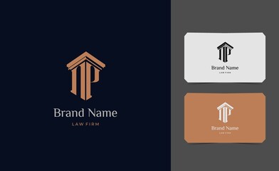 pillar logo letter NP with business card vector illustration template © nururu
