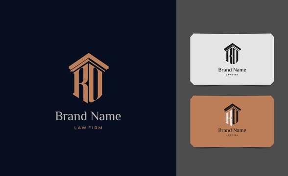 pillar logo letter RO with business card vector illustration template