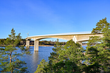 beam bridge over the water Hammarsundet in Askersund Sweden