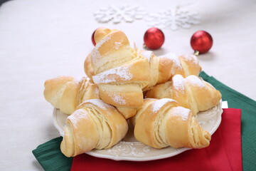 Croissant with sugar and vanilla cream