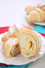 Croissant with sugar and vanilla cream