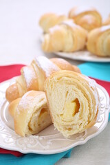 Croissant with sugar and vanilla cream