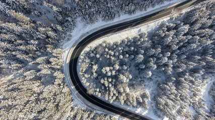 Bent road in the mountais 