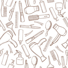 Equipment for styling and hair care. Vector pattern