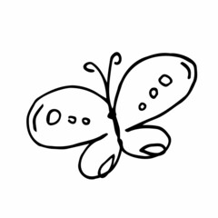 Doodle Butterfly outline icon. linear style sign for mobile concept and web design. Insect simple line vector icon. Symbol, logo illustration. Pixel perfect vector graphics