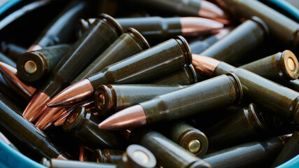 Bullets 7.62 for the Kalashnikov assault rifle. Civilian version of bullets