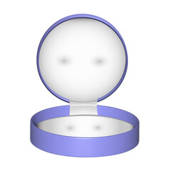 Round gift box made of blue velvet for jewelry.