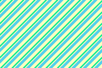 Obraz premium Diagonal stripe abstract background vector. Striped seamless pattern with blue, green and yellow pastel colors for gift wrapping paper, textile, fabric design. Holiday wrap design.