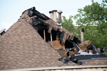 Fire damage to a building.  © Leslie