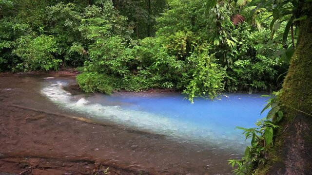 at the confluence of two rivers the blue river Rio Celeste is formed, Parque Nacional Volc&aacute;n Tenorio, Costa Rica, Central America