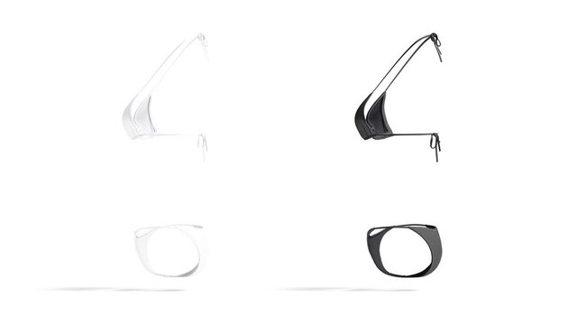 Blank black and white woman bikini mockup, looped rotation