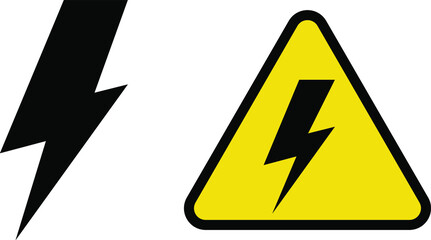 Vector bolt lighting yellow icon. Thunder, symbol of energy, danger and power. Thunderbolt electric emblem.