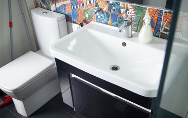 Stylish bathroom interior with sink.