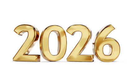 2026 golden bold letters symbol 3d-illustration - obrazy, fototapety, plakaty