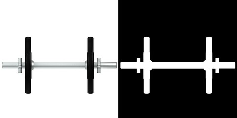 3D rendering illustration of a gym equipment dumbbell