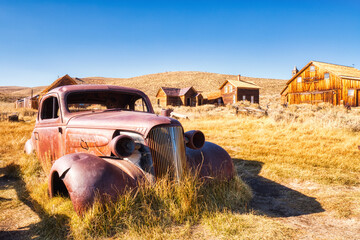 Old Car in Bodie Ghost Town, Historical State Park in California