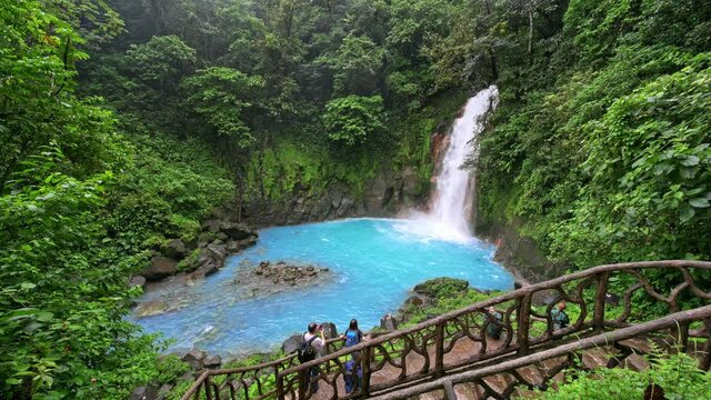 Catarata Rio Celeste, waterfall of blue river Rio Celeste, Parque Nacional Volcan Tenorio, Costa Rica, Central America