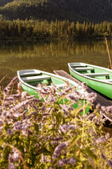 Hintersee, boote, grün Holzbboot