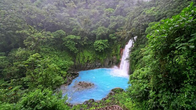 Catarata Rio Celeste, waterfall of blue river Rio Celeste, Parque Nacional Volcan Tenorio, Costa Rica, Central America