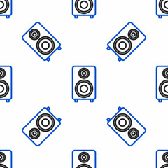 Line Stereo speaker icon isolated seamless pattern on white background. Sound system speakers. Music icon. Musical column speaker bass equipment. Colorful outline concept. Vector