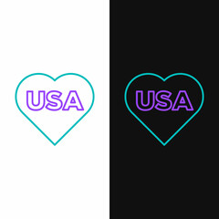 Line USA Independence day icon isolated on white and black background. 4th of July. United States of America country. Colorful outline concept. Vector