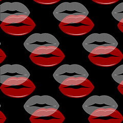 Valentine's Day  background. Beautiful lips. Cute  valentine's vector pattern. Red and white lips. Sweet kiss