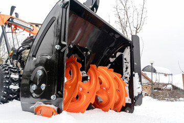 manual snow plow in the snow in