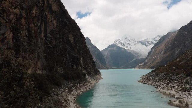 Beautiful Lake Paron with its turquoise waters in the high Andes of Peru