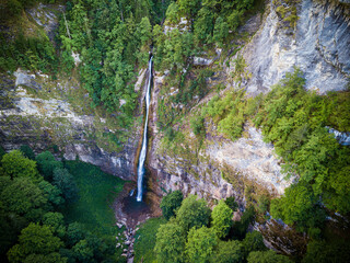 Waterfall Skakavac in Perucica Rainforest in National park Sutjeska, Bosna and Hercegovina