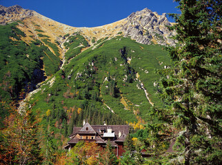 Shelter in Morskie Oko, (Sea Eye Shelter), Tatra Mountains, Tatra National Park - October, 2010,...
