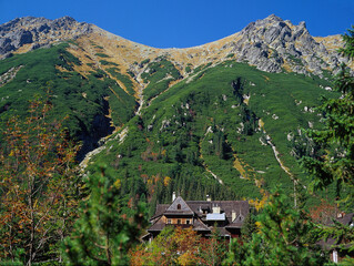 Shelter in Morskie Oko, (Sea Eye Shelter), Tatra Mountains, Tatra National Park - October, 2010, Poland © Maciej