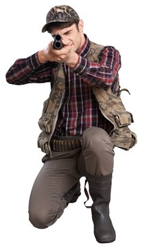 Man hunting with big gun