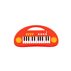 Musical toy synthesizer isolated on white background. Cute vector illustration