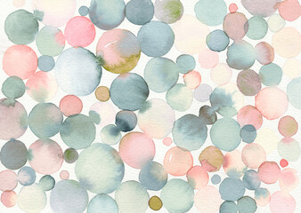 Abstract bubble watercolor painting background. Texture paper. Pastel tender color.