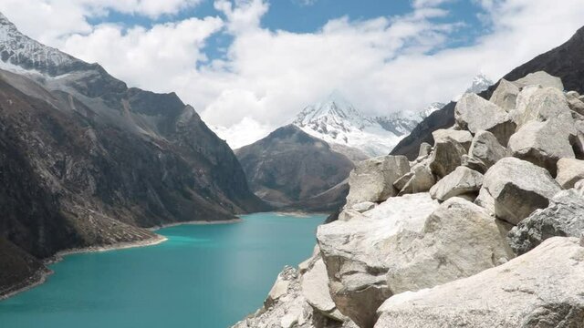 Beautiful Lake Paron with its turquoise waters in the high Andes of Peru