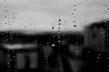 Raindrops On Window Black And White