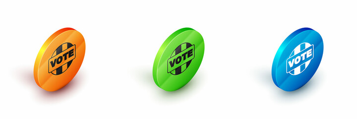 Isometric Vote icon isolated on white background. Circle button. Vector