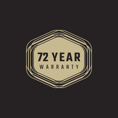 72 Year Anniversary Warranty Celebration with Golden Color for Celebration Event, Wedding, Greeting card, and Invitation Isolated on Black Background