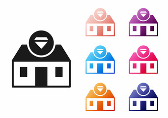 Black Front facade building jewelry store icon isolated on white background. Set icons colorful. Vector