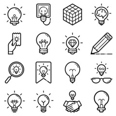 Idea Flat Icon Set Isolated On White Background