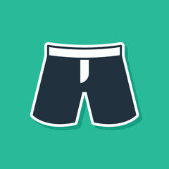 Blue Short or pants icon isolated on green background. Vector