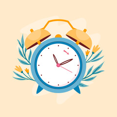 Flat spring forward illustration with clock