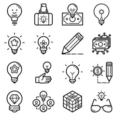 Idea Flat Icon Set Isolated On White Background