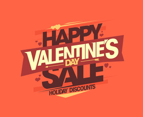 Fototapeta na wymiar Happy Valentine's day sale, holiday discounts vector web banner