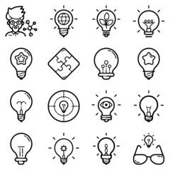 Idea Flat Icon Set Isolated On White Background