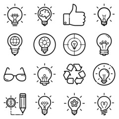 Idea Flat Icon Set Isolated On White Background