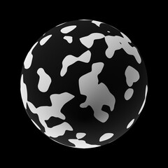 Sphere with a trendy abstract pattern on a clean black background. Realistic illustration 3D render.