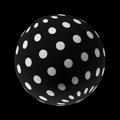 Sphere with a trendy abstract pattern on a clean black background. Realistic illustration 3D render.