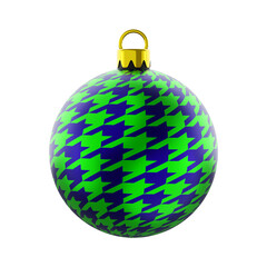 Christmas ball realistic with modern pattern isolated on white background, christmas tree decoration, 3D render.