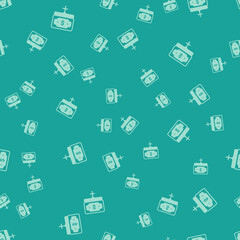 Green Money growth woman icon isolated seamless pattern on green background. Income concept. Business growth. Investing, savings and managing money concept. Vector